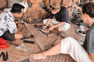 Balinese wood carving artisan Mas Village Bali