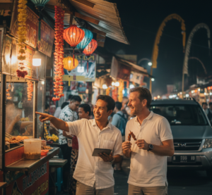 Bali private driver helping tourists