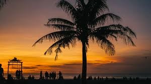 Peaceful Bali travel moment at sunset